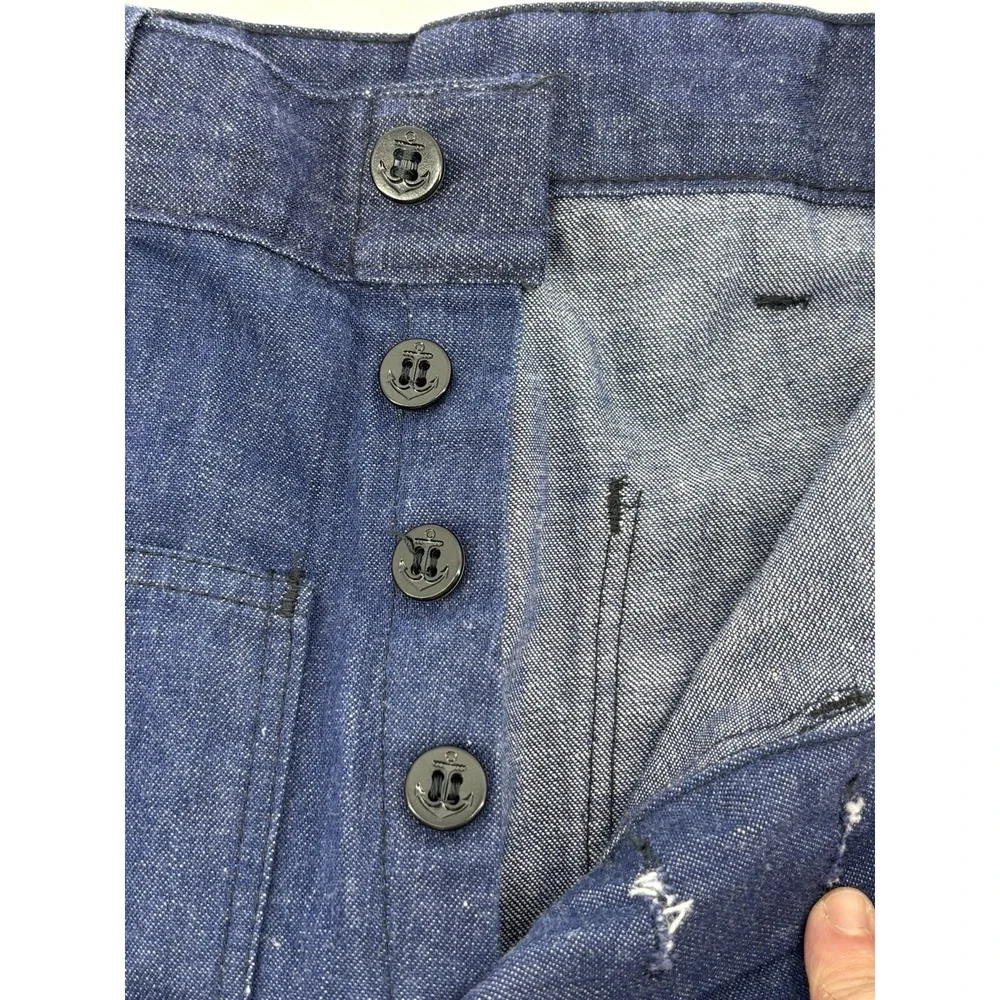 Vintage US Navy Seafarer Pants Bell Bottom Mens Denim Jeans Flare 25x30 Blue